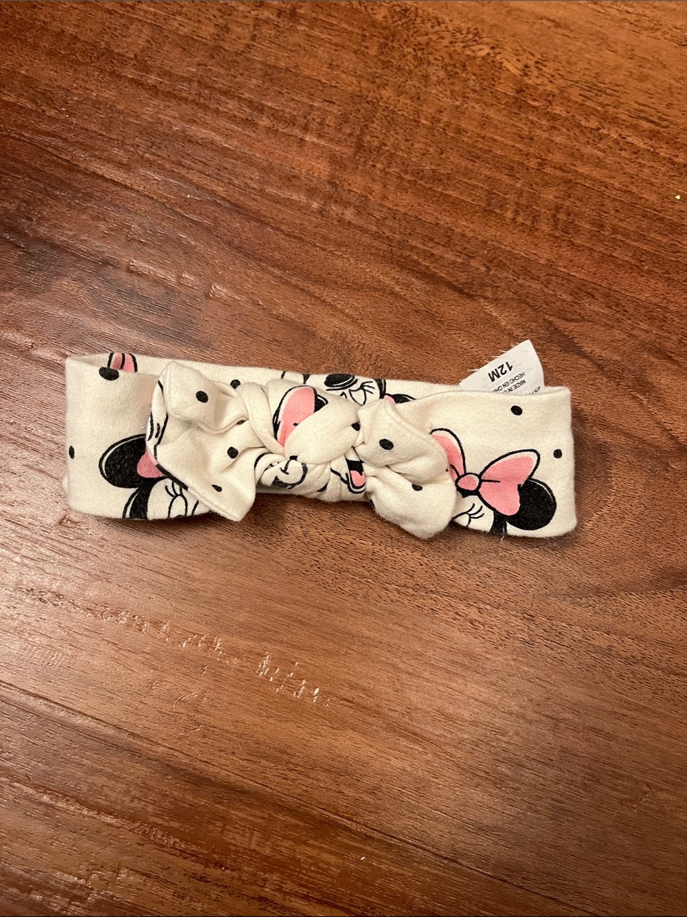 Disney Cream Minnie Mouse Knot Bow Headband with Pink Bows